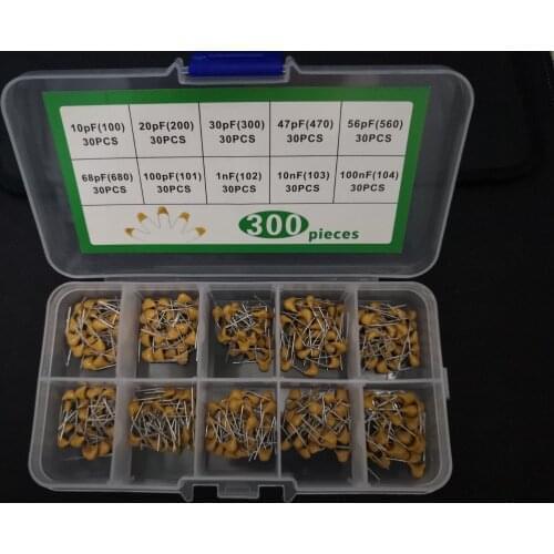 1 BOX 300pc Monolithic Capacitor kit 10Values*30pc 100 200 300 470 560 680 101 102 103 104 10/20/30/4756/68/p/pf 1nf 10nf 100nf