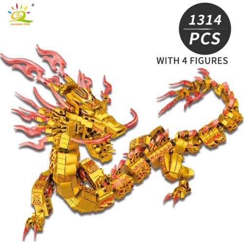 HUIQIBAO 1314Pcs Ninja Golden Dragon Model Building Blocks City Boys DIY Dragon Knight Educational Bricks Figures Toys Children