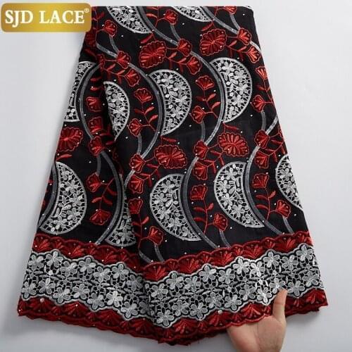 SJD LACE Nigerian Dry Lace Fabric Embroidery Swiss Voile Lace In Switzerland 5Yards Genuine Soft Cotton For Man Cloth Sew A2395