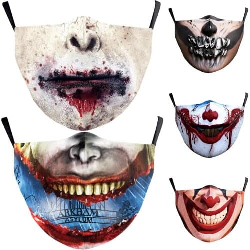 NEW Fashion Halloween Cospaly Horror Joker Mouth Masks Womens Unisex Face-Protection Cycling Spots Breathable Adult Party Mask