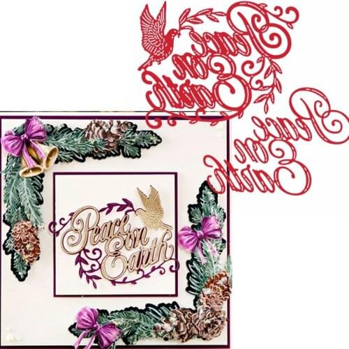 Peace On Earth Metal Cutting Dies Peace Dove+Phrase Peace On Earth Die Cuts For Card Making DIY Decoration Embossed Crafts Cards