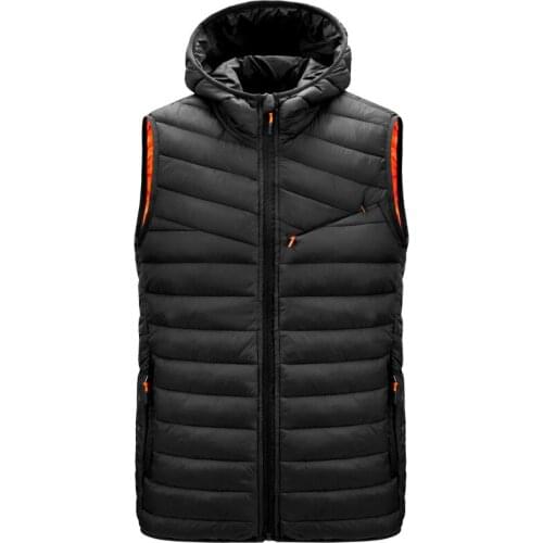 PARKLEES 2021 Winter Soft Thin Warm Parkas Vests Men Waterproof Windproof Puffer Jacket Hooded Solid Plus Size Quilted Coats