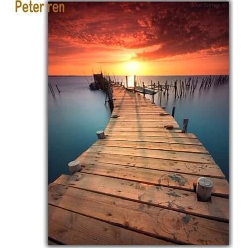 Peter ren Diy diamond painting square drill rhinestone cross stitch masonry rhinestone painting crafts Needlework Sea promenade