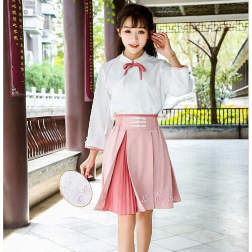 2020 Popular Chinese Ancient Traditional Hanfu Women Fusion Modern Hanbok Top And Skirt Party Dress Cosplay