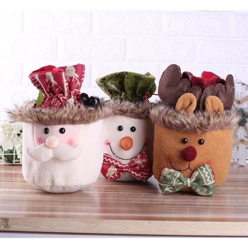 Christmas Decorations For Home Three-dimensional Doll Linen Christmas Gift Bags Ornaments Old Man Snowman Holiday Bundle Pocket