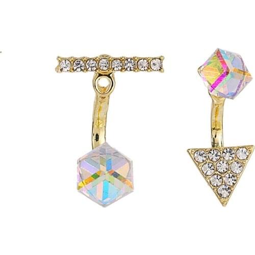 New Jewelry Fashion Asymmetric Crystal Color Fashion Womens Earrings Kolczyki Aretes De Mujer