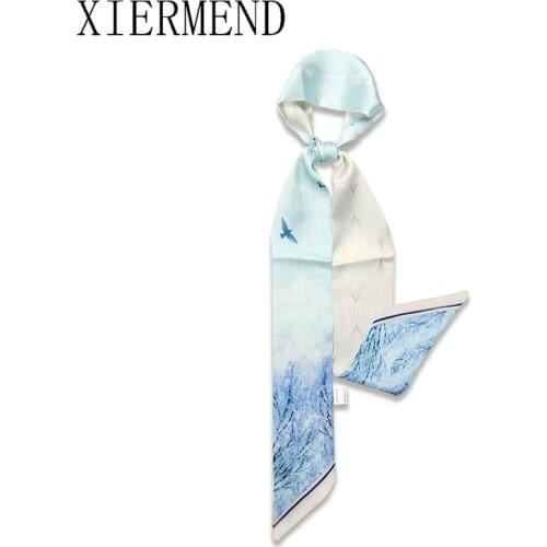 New 2021 long small scarf hair fairy wrist ribbon long silk scarves female Korean joker women skinny scarf headband