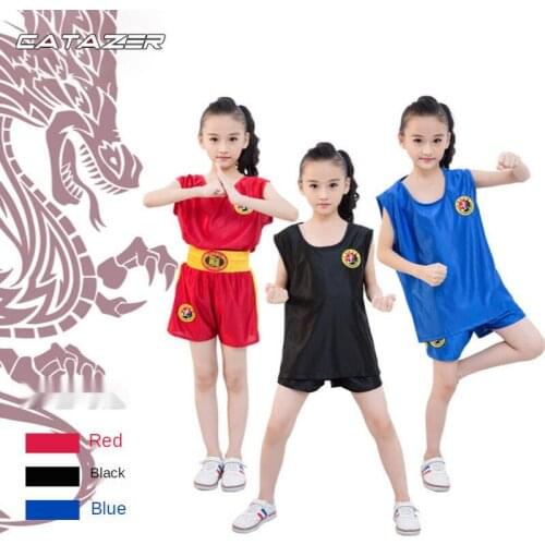 1set Martial Arts Performance Practice Training Taekwondo Muay Thai Sanda Shorts Short Sleeve Boxing Mma Trunks Suit Child Adult
