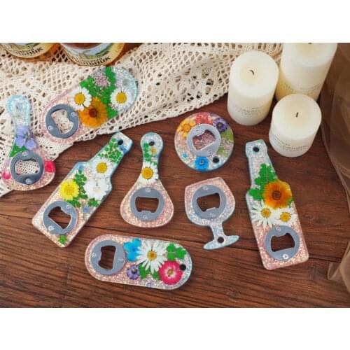 Bottle Opener Modeling Silicone Mold Epoxy Resin DIY Beer Bottle Cap Wrench Crafts Dried Flower Beer Bottle Opener Silicone Mold