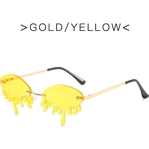 Sunglasses Women Vintage Luxury Womens Glasses Tears Rimless Wave Sun Glasses Metal Shades Mirror Eyewear Eyeglasses UV400