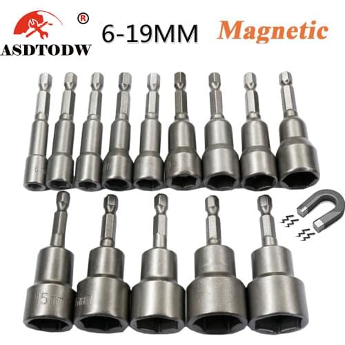 6mm-19mm impact Socket Magnetic Nut Screwdriver 1/4 hex key set Drill Bit Adapter for Power Drills Impact Drivers Socket kit