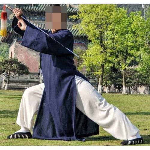 Unisex 20color linen taoist robe martial arts tops tai chi suits coat kung fu uniforms Wudang blue/red/gray high quality