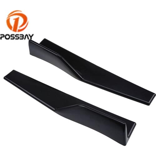 POSSBAY Universal 2pcs Car Bumper Rear Lip Body Side Skirt Spoiler Protector Black/Carbon Fiber Rear Lip Wrap Angle Splitter