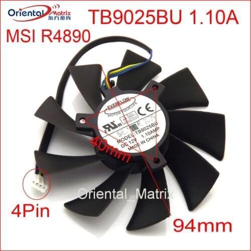 New TB9025BU 12V 1.10A 94mm 40*40*40mm VGA Fan For MSI R4890 Graphics / Video Card Cooler Cooling Fan 4Pin 4Wire