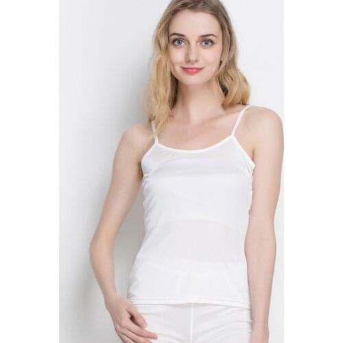Womens 100% Real Silk Basic Lace Camisole Top Vest Sleepwear Spaghetti Straps M L XL 2XL 3006