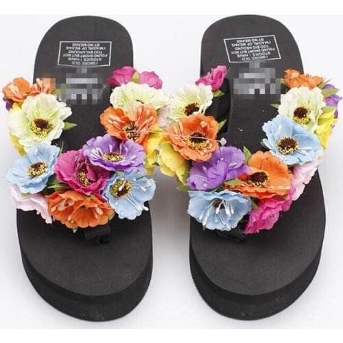 HAHA FLOWER slippers female summer dragged female slippers female new antiskid wedges cool slippers