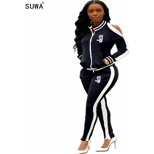 2020 Spring Autumn Running Tracksuit Casual Women 2 Two Piece Set Long Sleeve Coat Top Skinny Pencil Pants Sports Outfit Lady