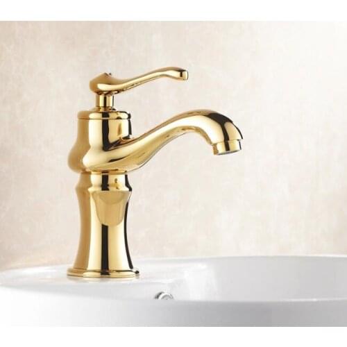 Vidric European style golden faucets Bathroom Basin Sink mixer tap cold and hot water faucet Gold Polished Brass Faucet