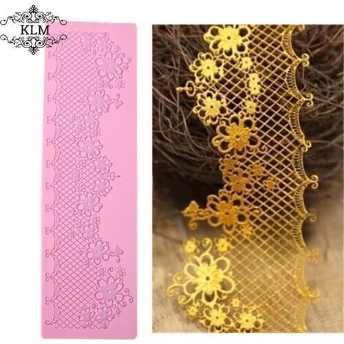 KLM Food Grade 1PCS Mat Wedding Christmas Cake Decorating Silicone Lace Mold