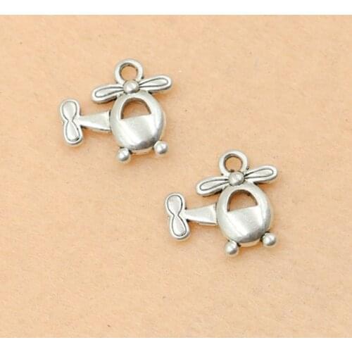 10pcs Antique Silver Plated Helicopter Charms Pendants for Bracelet Diy Jewelry Findings 18x16mm