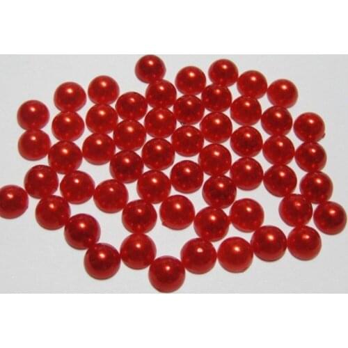 1000 Red Half Pearl Bead 6mm Flat Back Round Gems Scrapbook Craft