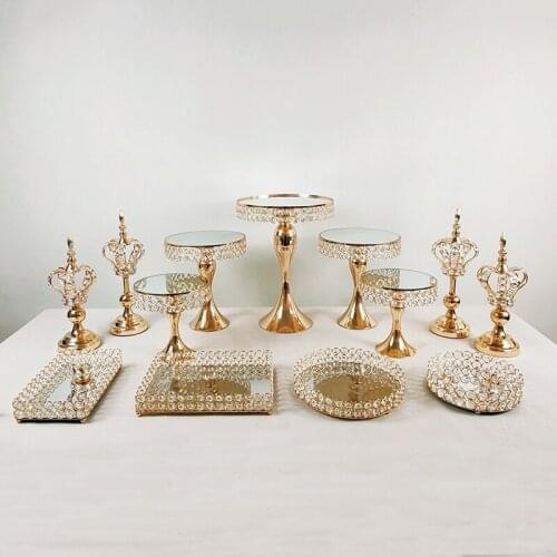 13Pcs/Lot Gold Round Cake Stand,Metal Dessert Cupcake Stand Display Tray for Parties,Baby Shower, Wedding, Birthday