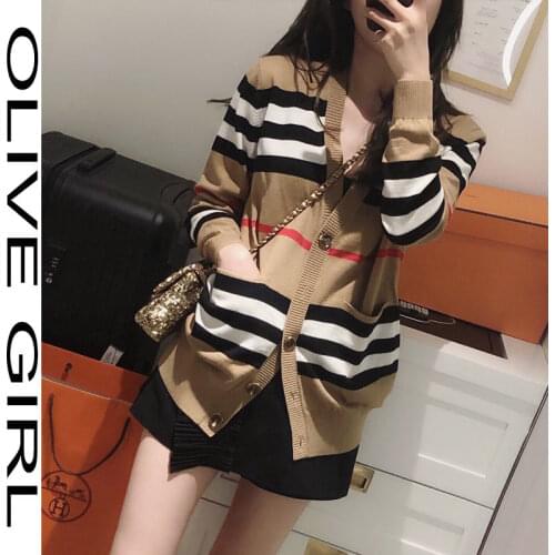 2020 Knitted Cardigan Coat Womens Spring Korean Loose and Versatile Sweater Womens Long Sleeve Sweater Thin