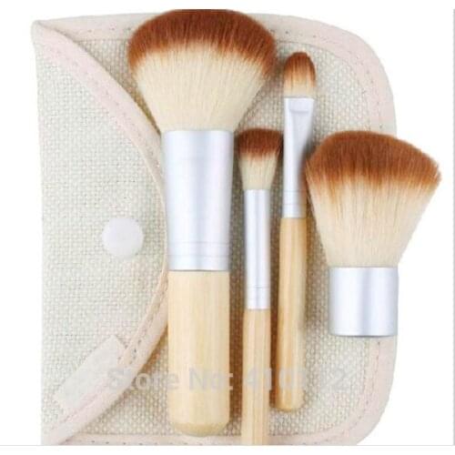 4pcs/set Professional Foundation Make up Bamboo Brushes Kabuki Makeup Brush Cosmetic Set Kit Tools Eye Shadow Blush Brushes