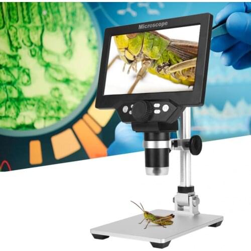 7in 1200X HD LCD Monitor Electronic Digital Microscope LED Magnifier Tool 110-240V