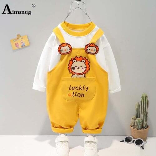Aimsnug 2021 New Demin Clothes Unisex Boys Girls 2PCS Outfits Shirt and Strappy Playsuits Toddler Children two piece shirt sets