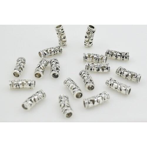 Free Shipping 30Pcs Flower Curved Tube Spacer Beads Jewelry Charms Hair Dreadlock Bead Accessories For DIY Jewelry 20x8mm