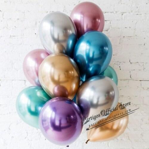 10pcs 10/12inch Glossy Metal Pearl Latex Balloons Thick Chrome Metallic Colors Helium Air Balls Globos Birthday Party Decor