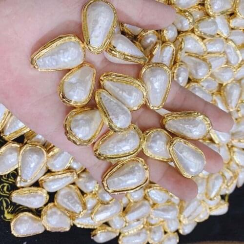 DIY Jewelry Beads Pearl Beads Connector For Jewelry Making Plated Process Straight hole Waterdrop Beads 10pcs