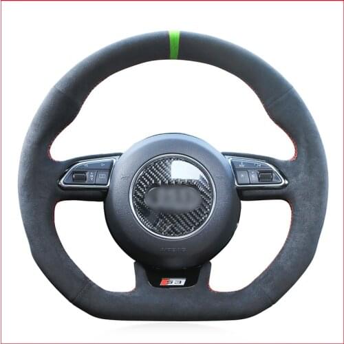 Black Suede DIY Car Steering Wheel Cover for Audi S1 8X S3 8V Sportback S4 B8 Avant S5 8T S6 C7 S7 G8 RS Q3 8U SQ5 8R