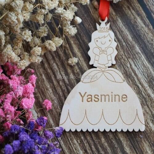 Wooden Princess Ornament: Personalized Name Babys First Christmas Girl Fairytale Ornament