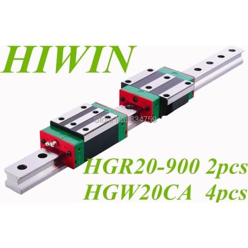 HIWIN 2pcs linear rail HGR20 L900mm cnc parts and 4pcs HGW20CA linear guide rails block cnc parts