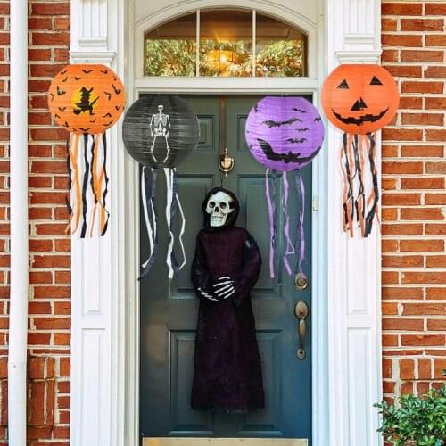 Halloween Pumpkin Cage Diy With Ghost Light Skull Head Paper Lantern Wedding Paper Lampshade Hanging Christmas Diy Lanterns