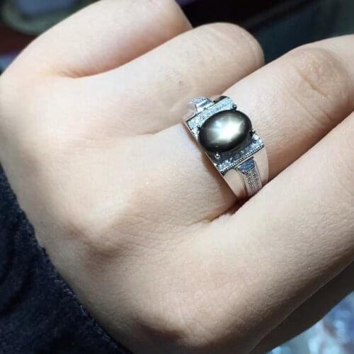 Natural Sapphire Ring, Star Sapphire, Certificate of Authenticity, 925 Silver Custom Size, Gemstone for Men