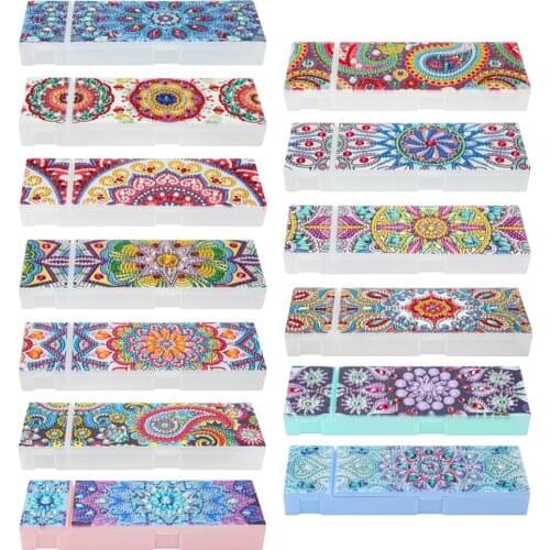 Diamond Painting Storage Box DIY Mandala Compact Rectangle Dust-proof 2 Grid Stationery Pencil Case Durable Gift Holder
