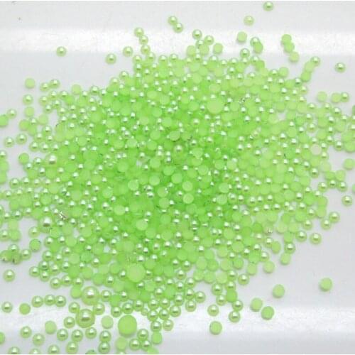 LF 300-10000Pcs Green Haft Round Pearl Cabochon Decoration Craft Flatback Embellishments For Scrapbooking Diy Accessories
