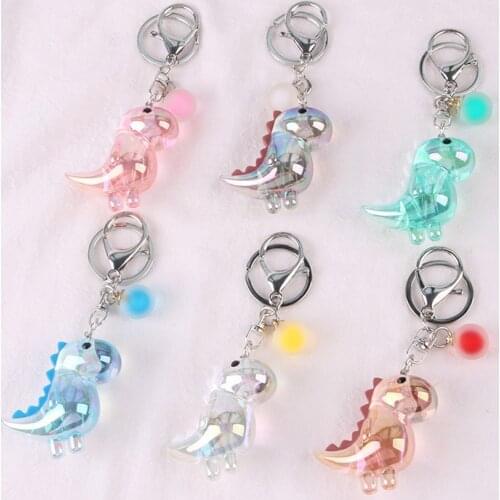 Fashion Cartoon Dinosaur Keychain Cute Animal Doll Pendant Keyring Car Bag Key Chain for Women Couple Keyfob Gift