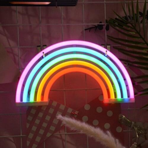 New Cute Rainbow Neon Sign LED Rainbow Light Lamp for Dorm Decor Rainbow Decor Neon Lamp Wall Decor Christmas Neon Bulb Tube
