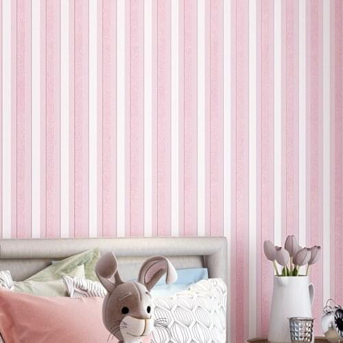 Mediterranean Pink Stripe Wall Papers for Girls Bedroom Wallpaper Strip for Living Room Bedroom Walls Decoration papier peint