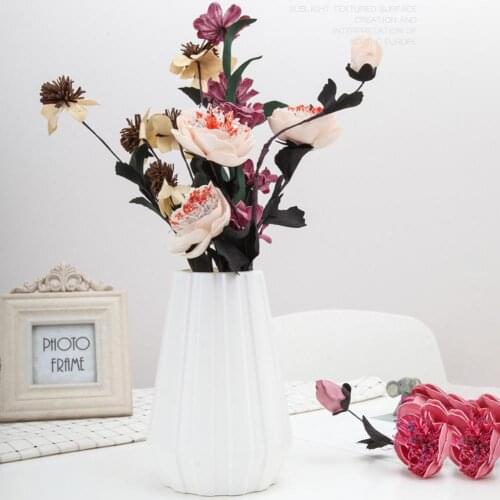 Nordic Style Plastic Geometric Vase Dried Flower Pot Basket Holder Desktop Decor