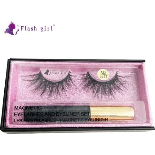 Flash Girl 5D-W series W 27 luxury mink magnetic eyelashes and eyeliner suit