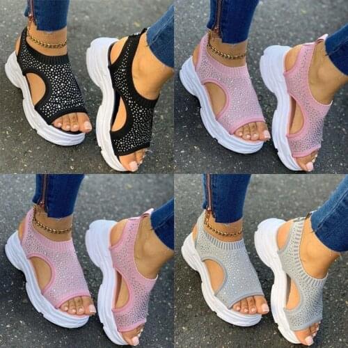 Women Open Toe Sandals Ladies Summer Platform Thick Heel Shoes Anti-slip for Summer ASD88