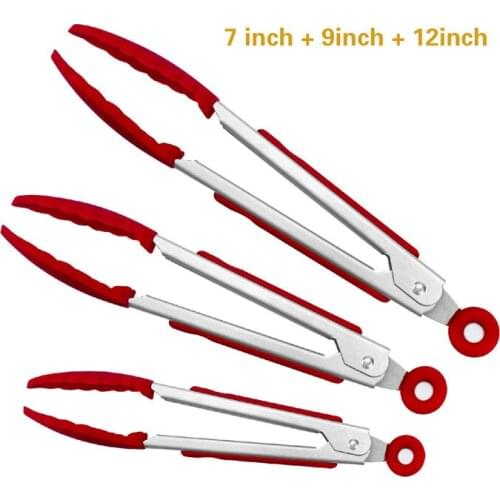 3pcs Silicone Barbecue Clips 7 Inch 9 Inch 12 Inch Baking Pan Clips Salad Bread on The Oven Non-stick Kitchen Grill Clips