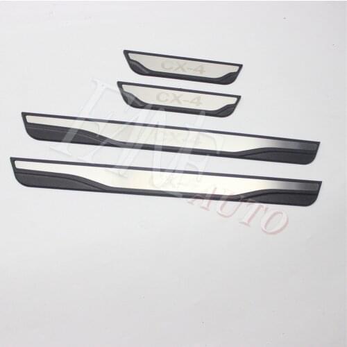 Car Styling Stainless Steel Door Sill Scuff Plate Guard Sills Protector Trim For Mazda CX-4 CX4 2016-2020