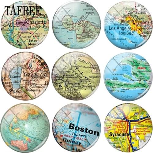 TAFREE Vintage Globe Earth World Map Pattern 25mm DIY Glass Cabochon Dome Pictures For Keychain Necklaces Charms Accessories
