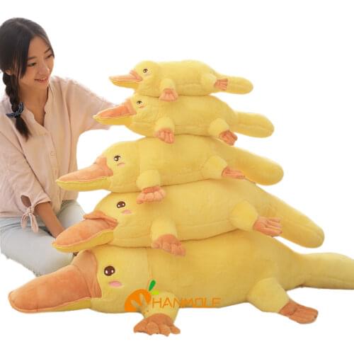 Duckbill Duckmole Platypus Lying Plush Toy Yellow Stuffed Animal Pillow Kids Sleeping Companion Toy 50/60/80/100/120cm